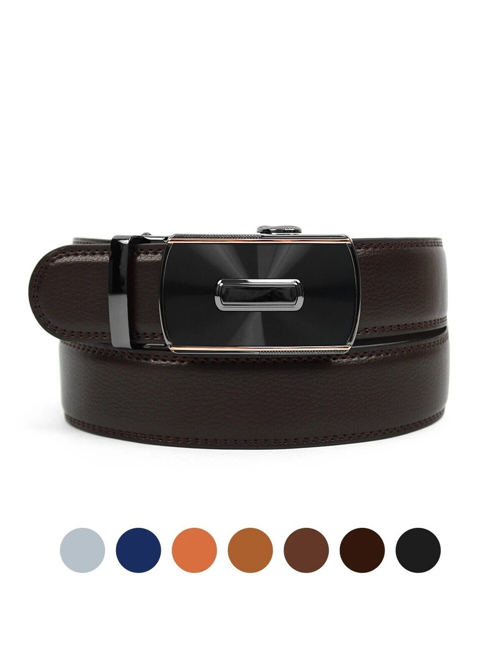 46" Men's Sliding Buckle Genuine British Leather Strap Ratchet Belt MGLBB46-BT